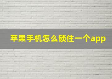 苹果手机怎么锁住一个app