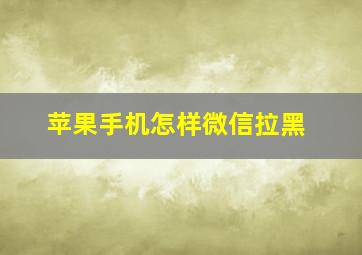 苹果手机怎样微信拉黑