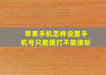 苹果手机怎样设置手机号只能拨打不能接听