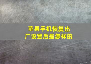 苹果手机恢复出厂设置后是怎样的