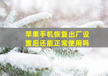 苹果手机恢复出厂设置后还能正常使用吗