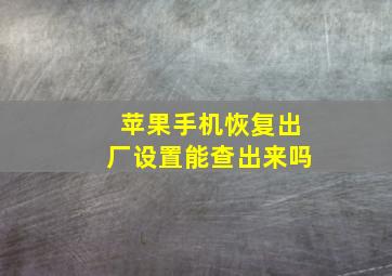 苹果手机恢复出厂设置能查出来吗