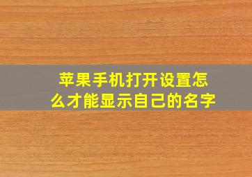 苹果手机打开设置怎么才能显示自己的名字