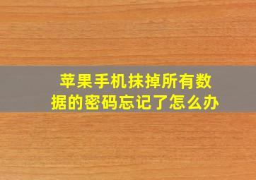 苹果手机抹掉所有数据的密码忘记了怎么办