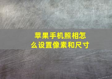 苹果手机照相怎么设置像素和尺寸