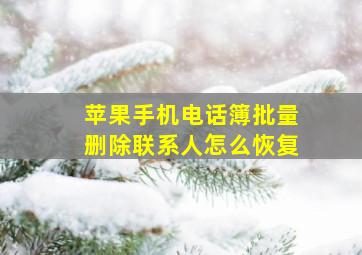 苹果手机电话簿批量删除联系人怎么恢复