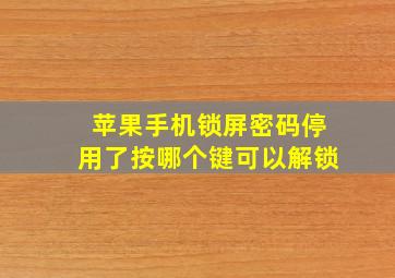 苹果手机锁屏密码停用了按哪个键可以解锁