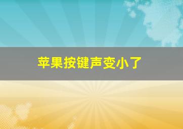 苹果按键声变小了