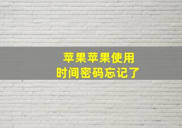 苹果苹果使用时间密码忘记了