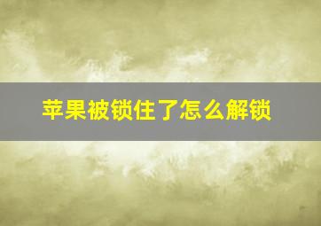 苹果被锁住了怎么解锁