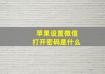 苹果设置微信打开密码是什么