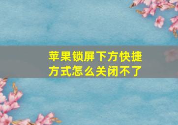 苹果锁屏下方快捷方式怎么关闭不了