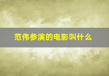 范伟参演的电影叫什么