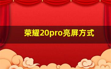 荣耀20pro亮屏方式