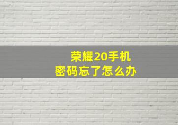 荣耀20手机密码忘了怎么办