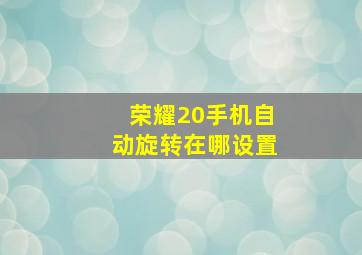 荣耀20手机自动旋转在哪设置