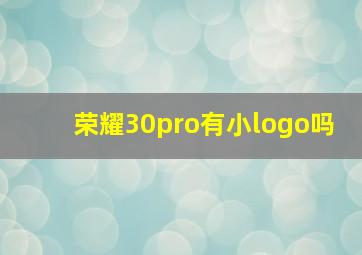 荣耀30pro有小logo吗