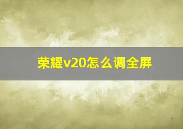 荣耀v20怎么调全屏