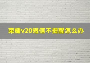 荣耀v20短信不提醒怎么办