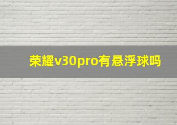 荣耀v30pro有悬浮球吗