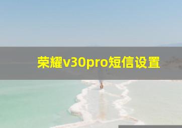 荣耀v30pro短信设置