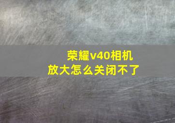 荣耀v40相机放大怎么关闭不了