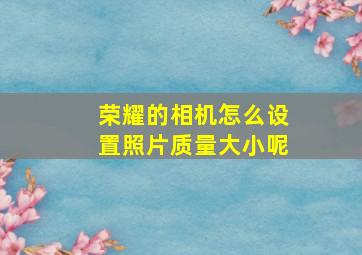 荣耀的相机怎么设置照片质量大小呢