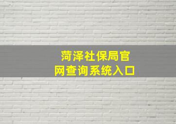 菏泽社保局官网查询系统入口