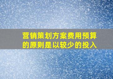 营销策划方案费用预算的原则是以较少的投入