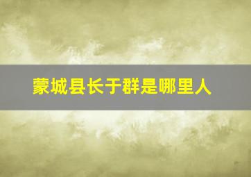 蒙城县长于群是哪里人