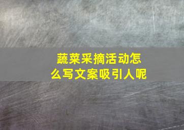 蔬菜采摘活动怎么写文案吸引人呢