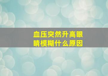 血压突然升高眼睛模糊什么原因