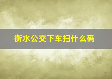 衡水公交下车扫什么码