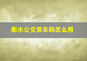 衡水公交乘车码怎么用