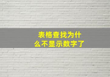 表格查找为什么不显示数字了