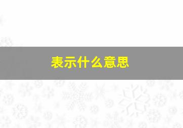 表示什么意思