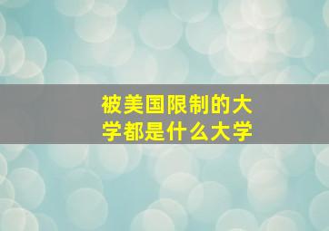 被美国限制的大学都是什么大学