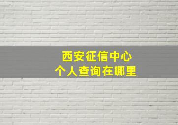 西安征信中心个人查询在哪里