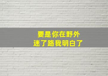 要是你在野外迷了路我明白了