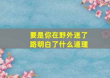 要是你在野外迷了路明白了什么道理