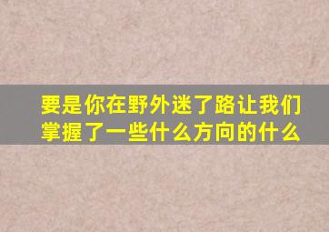 要是你在野外迷了路让我们掌握了一些什么方向的什么