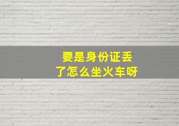 要是身份证丢了怎么坐火车呀