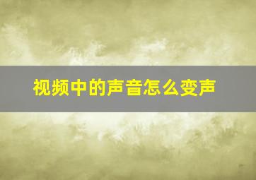 视频中的声音怎么变声