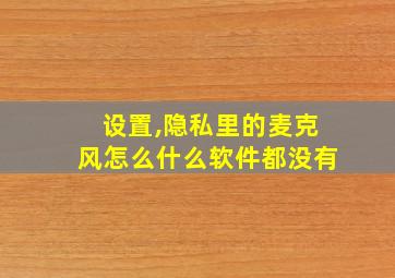 设置,隐私里的麦克风怎么什么软件都没有