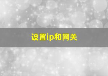 设置ip和网关