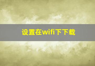 设置在wifi下下载