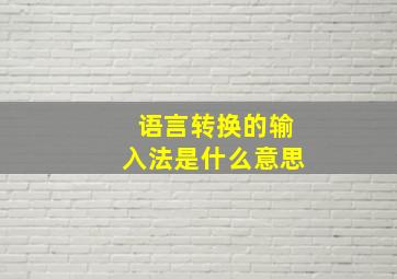 语言转换的输入法是什么意思