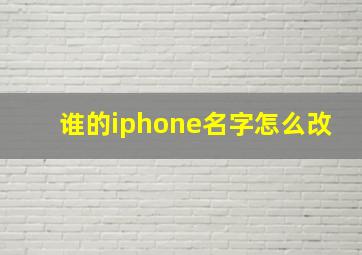 谁的iphone名字怎么改