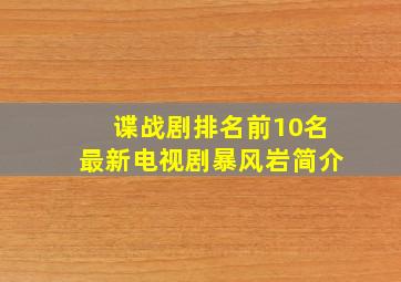 谍战剧排名前10名最新电视剧暴风岩简介