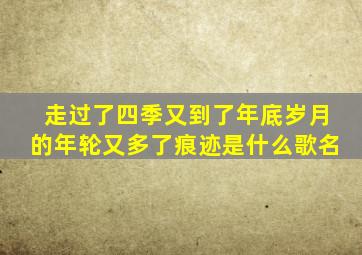 走过了四季又到了年底岁月的年轮又多了痕迹是什么歌名